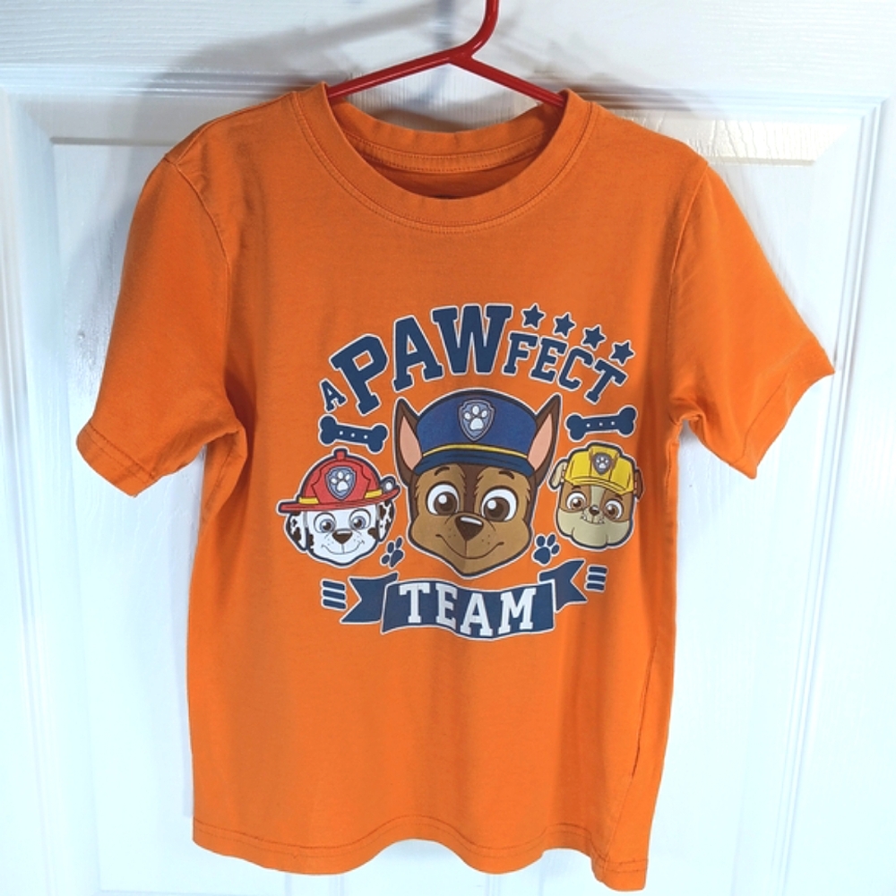 Paw Patrol Kids Orange Graphic Tee Boy's Size 6X Short Sleeve Cotton T-Shirt